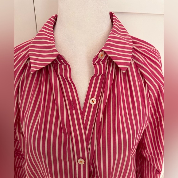 Scotch & Soda size (XS/S) European size 34 fuchsia and white striped shirt dress - Picture 8 of 15